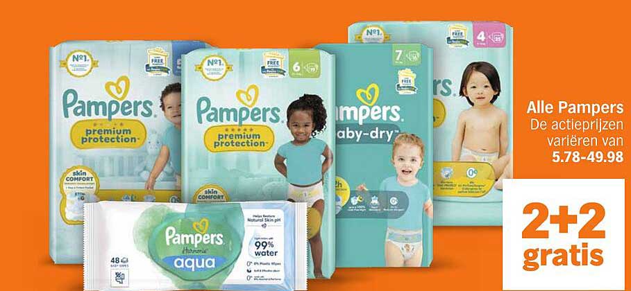 Alle Pampers De actieprijzen variëren van 5.78-49.98