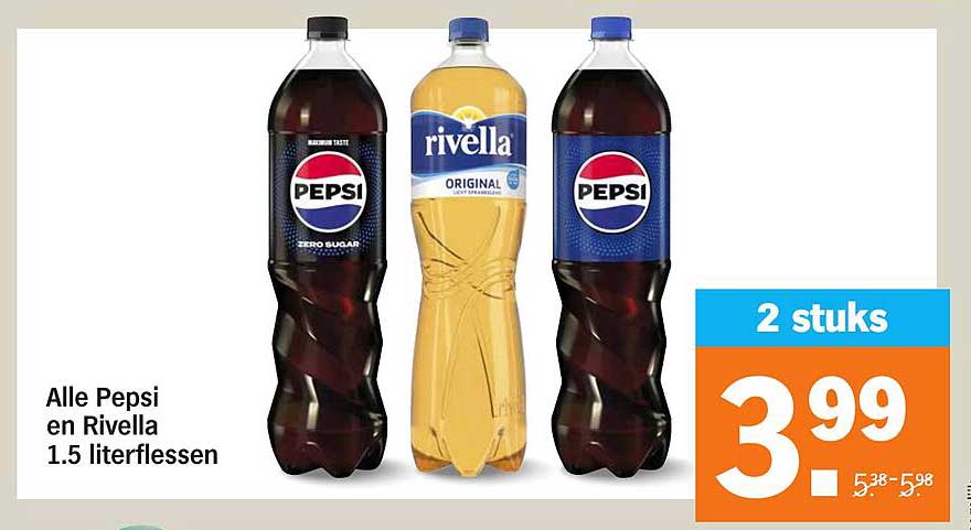 Alle Pepsi en Rivella 1.5 literflessen