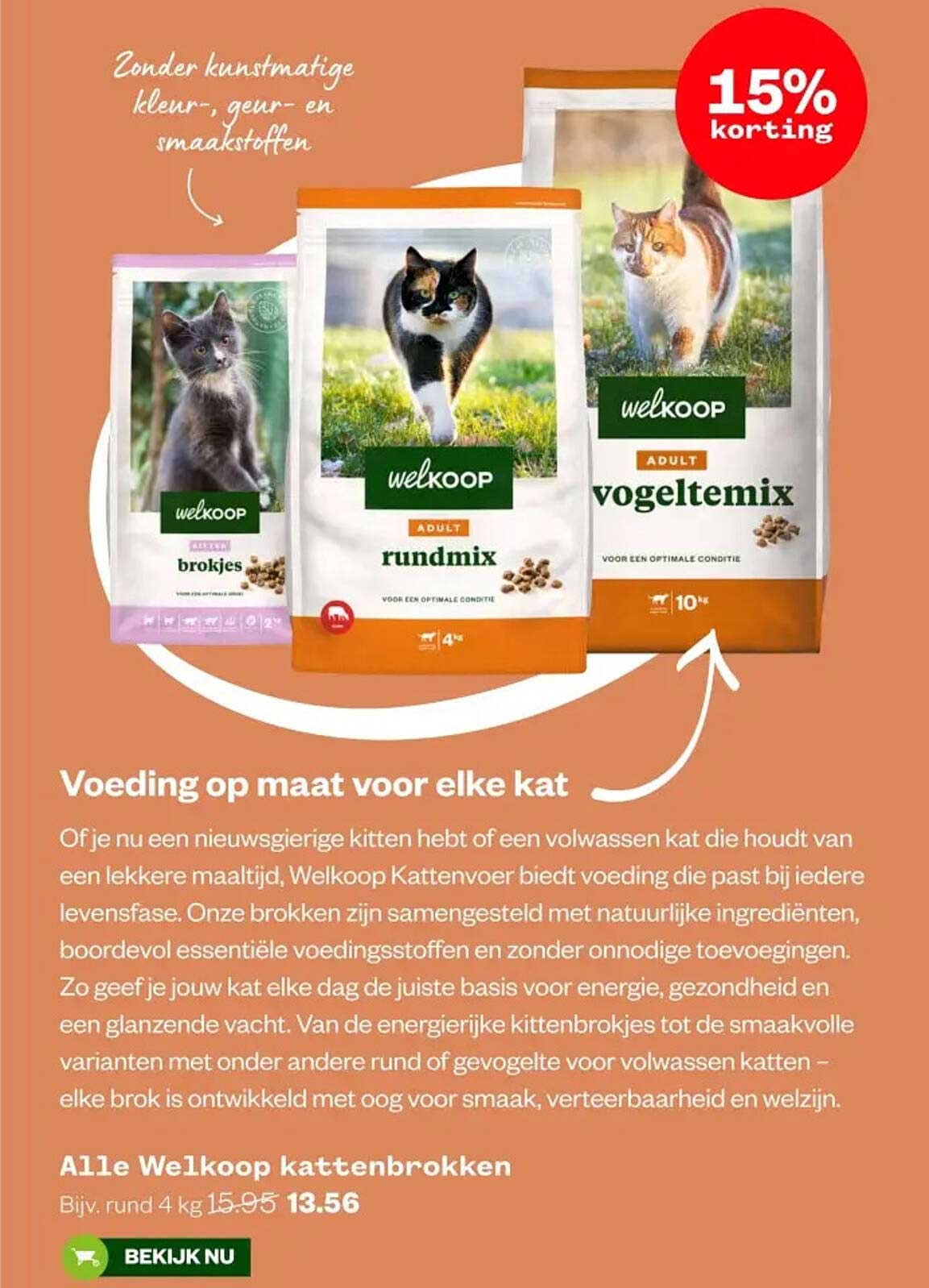 Alle Welkoop kattenbrokken Bijv. rund 4 kg 15.95 13.56
