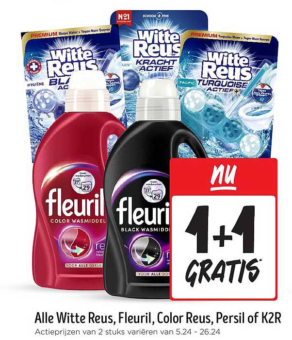 Alle Witte Reus, Fleural, Color Reus, Persil of K2R 1+1 gratis