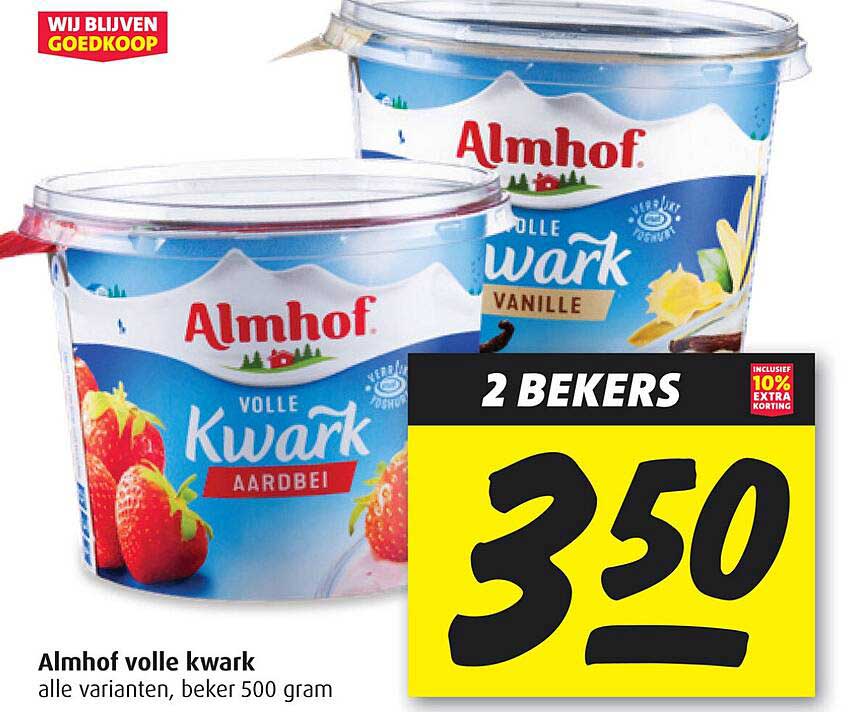 Almhof volle kwark alle varianten, beker 500 gram