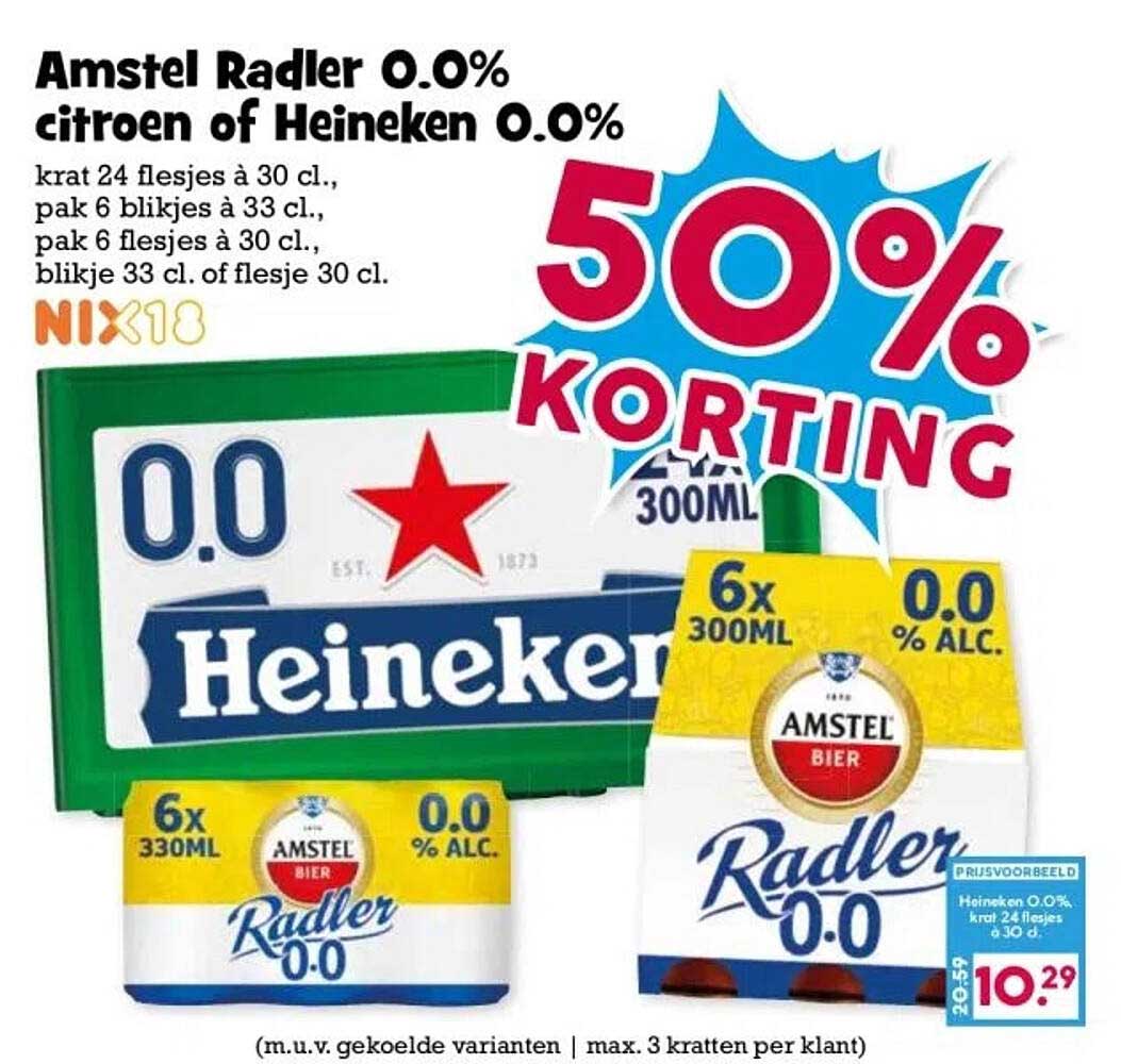Amstel Radler 0.0% citroen of Heineken 0.0%