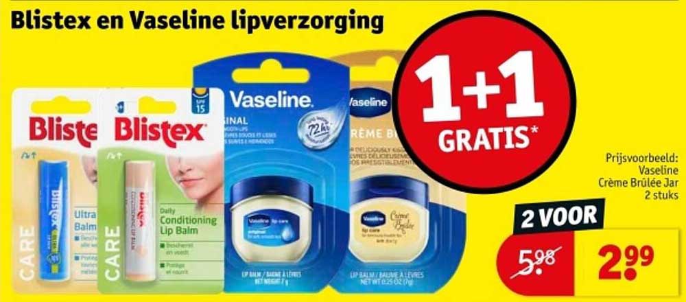 Blistex en Vaseline lipverzorging 1+1 GRATIS