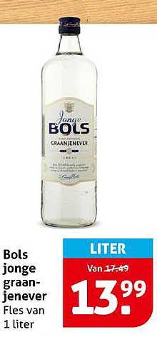 Bols jonge graanjenever Fles van 1 liter
