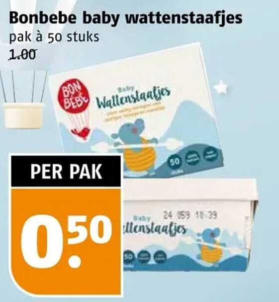 Bonbebe baby wattenstaafjes pak à 50 stuks