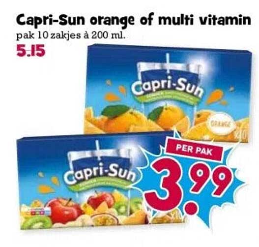 Capri-Sun orange of multi vitamin pak 10 zakjes à 200 ml.