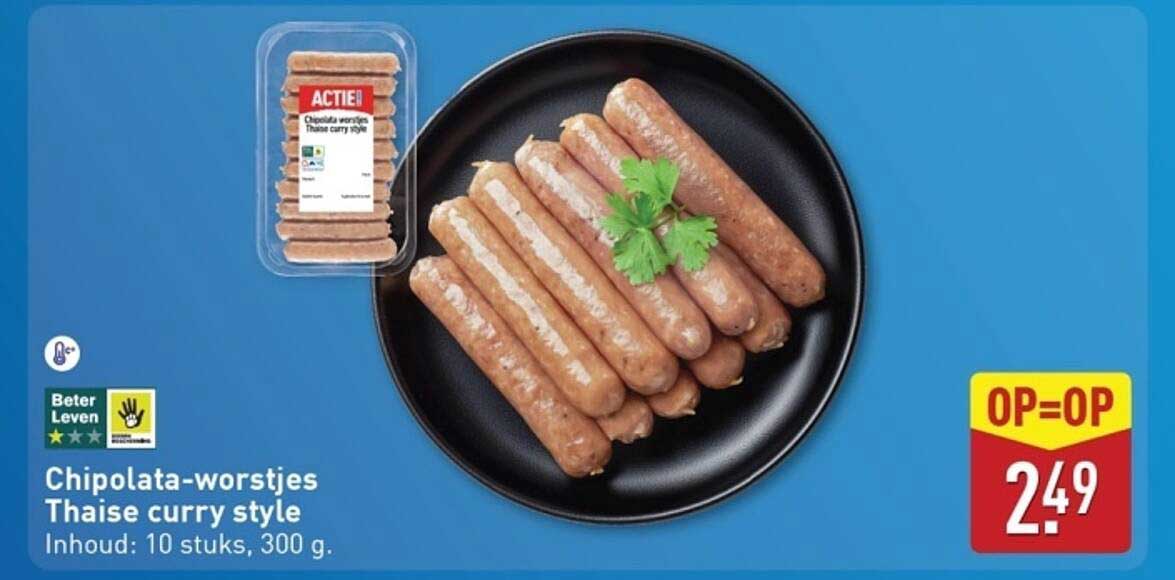 Chipolata-worstjes Thaise curry style