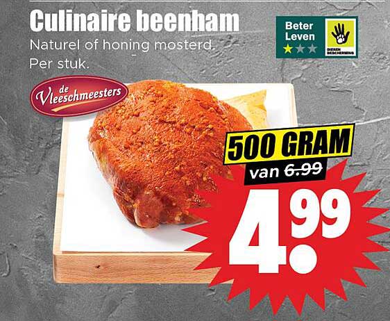 Culinaire beenham Naturel of honing mosterd. Per stuk.