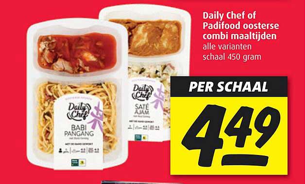 Daily Chef of Padifood oosterse combi maaltijden alle varianten schaal 450 gram