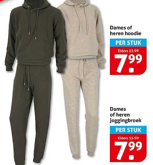 Dames of heren hoodie en Dames of heren joggingbroek