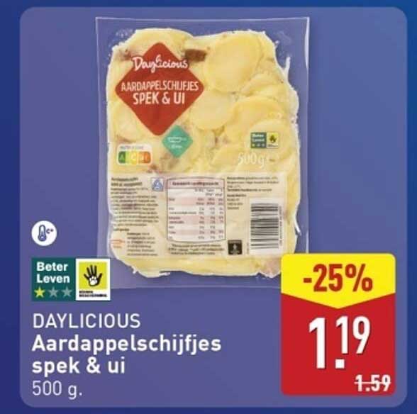 DAYLICIOUS Aardappelschijfjes spek & ui 500 g