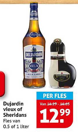 Dujardin vieux of Sheridans Fles van 0.5 of 1 liter