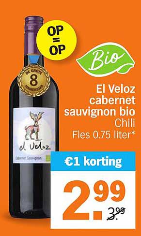 El Veloz cabernet sauvignon bio Chili Fles 0.75 liter