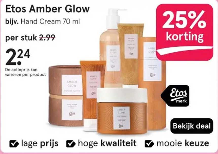Etos Amber Glow bijv. Hand Cream 70 ml