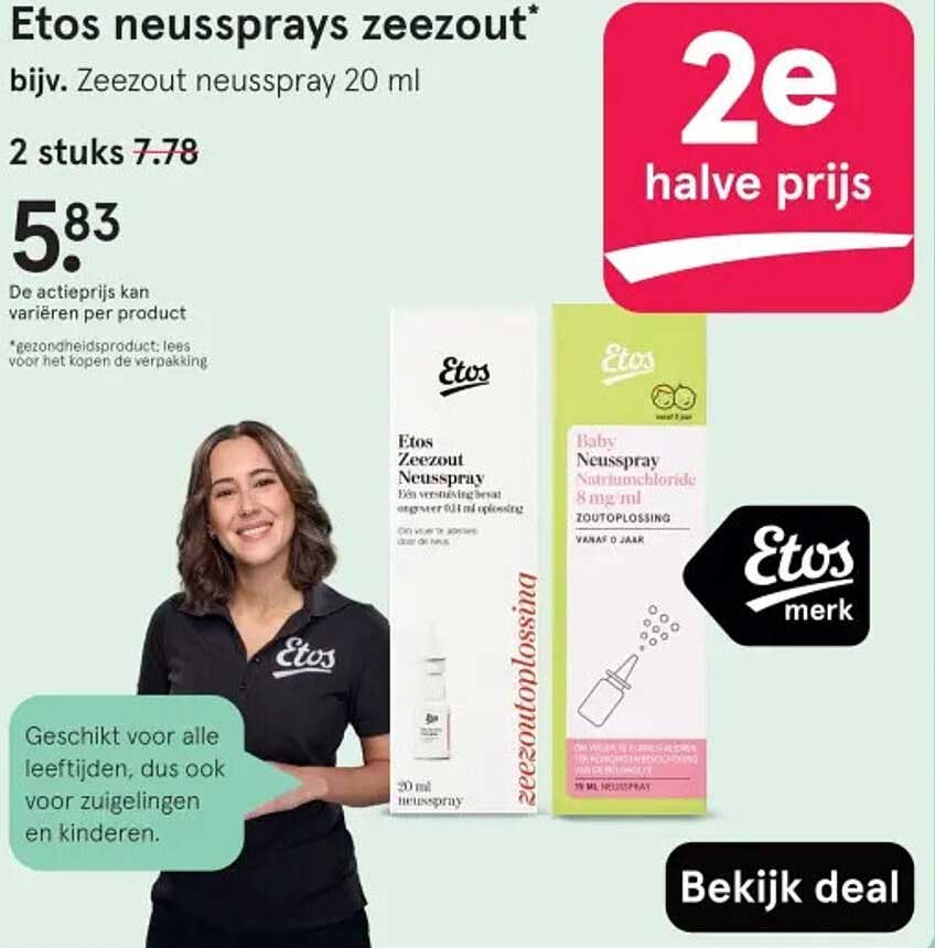 Etos neussprays zeezout bijv. Zeezout neusspray 20 ml