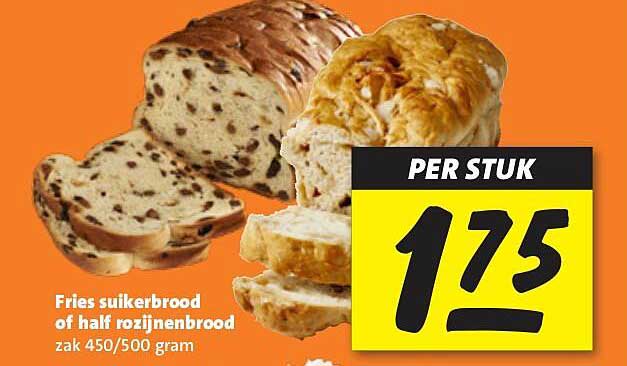 Fries suikerbrood of half rozijnenbrood zak 450/500 gram