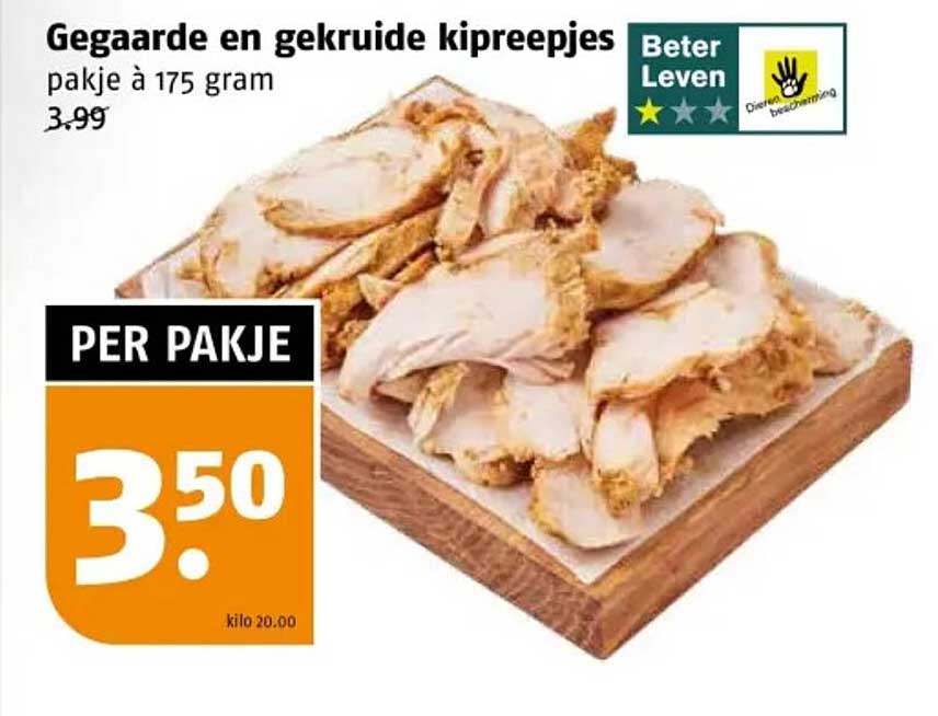 Gegaarde en gekruide kipreepjes