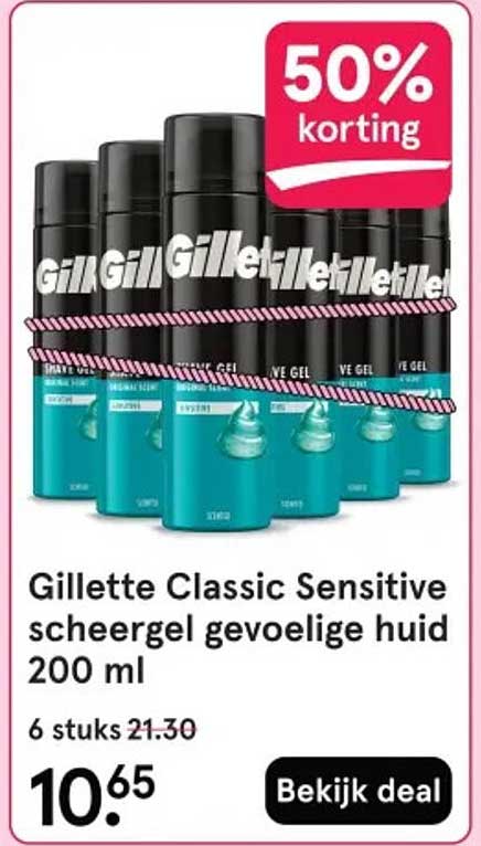 Gillette Classic Sensitive scheergel gevoelige huid 200 ml