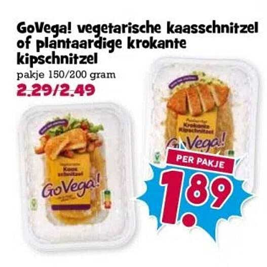 GoVega! vegetarische kaasschnitzel of plantaardige krokante kipschnitzel
