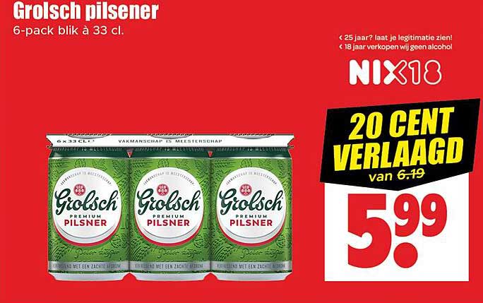 Grolsch pilsener 6-pack blik à 33 cl