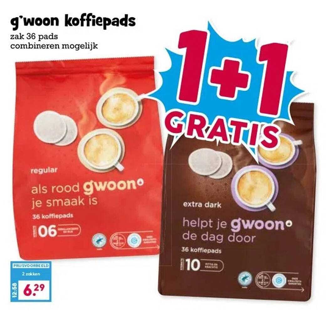 g'woon koffiepads zak 36 pads