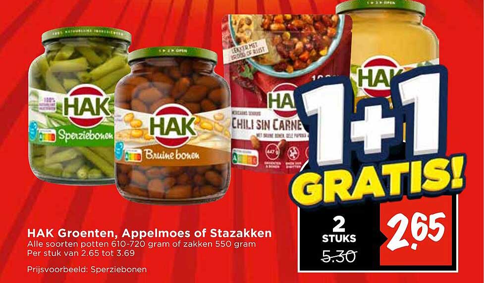 HAK Groenten, Appelmoes of Stazakken