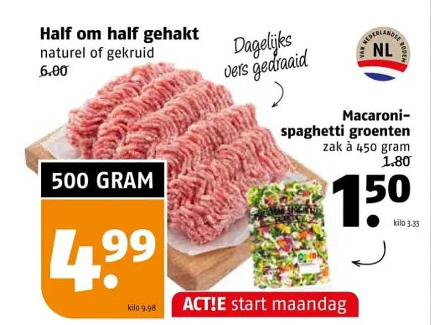 Half om half gehakt naturel of gekruid