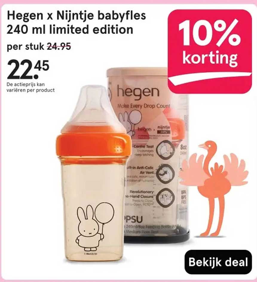 Hegen x Nijntje babyfles 240 ml limited edition