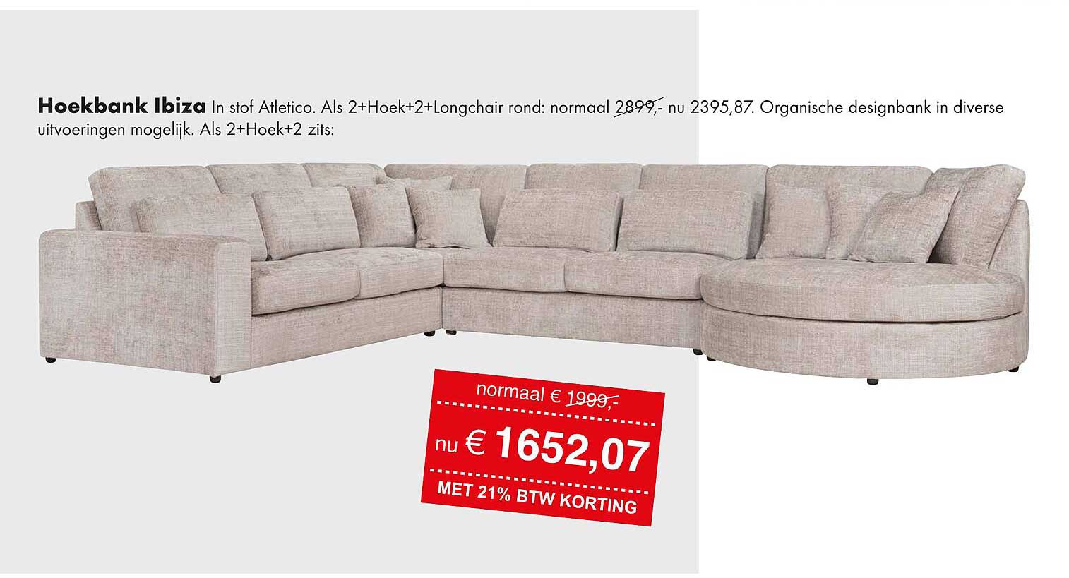Hoekbank Ibiza in stof Atletico