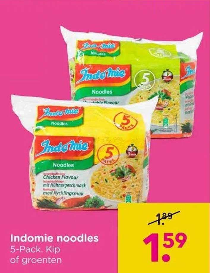Indomie noodles 5-Pack. Kip of groenten