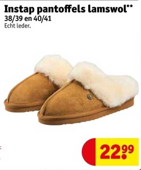 Instap pantoffels lamswol** 38/39 en 40/41 Echt leder.