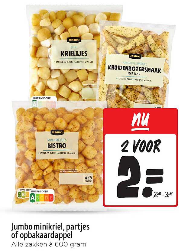 Jumbo minikriel, partjes of opbakaardappel