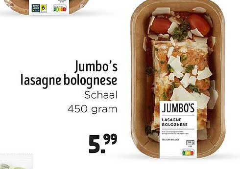 Jumbo’s lasagne bolognese