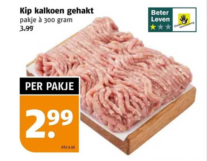 Kip kalkoen gehakt pakje à 300 gram