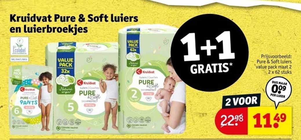 Kruidvat Pure & Soft luiers en luierbroekjes