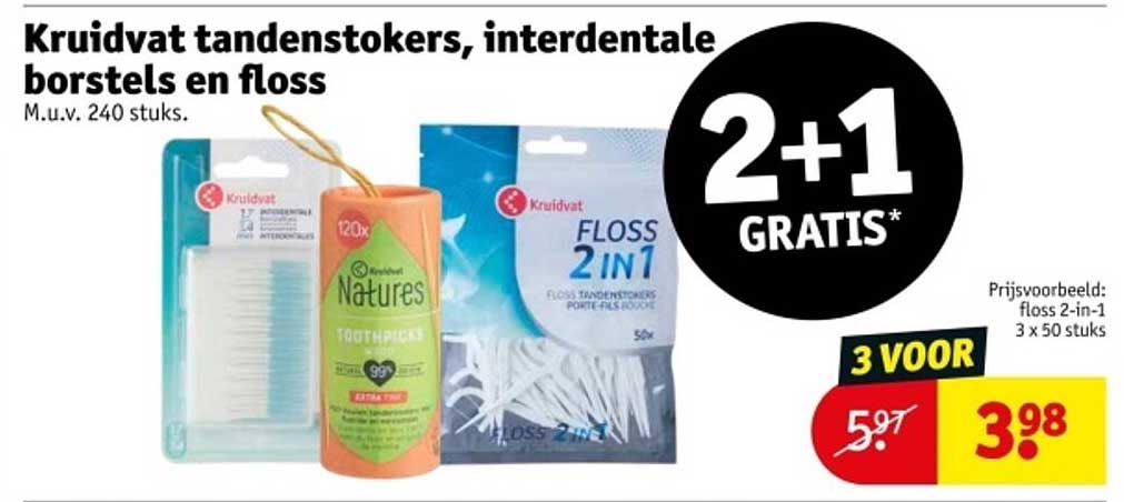 Kruidvat tandestokers, interdentale borstels en floss