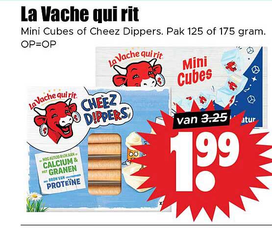 La Vache qui rit Mini Cubes of Cheez Dippers. Pak 125 of 175 gram.