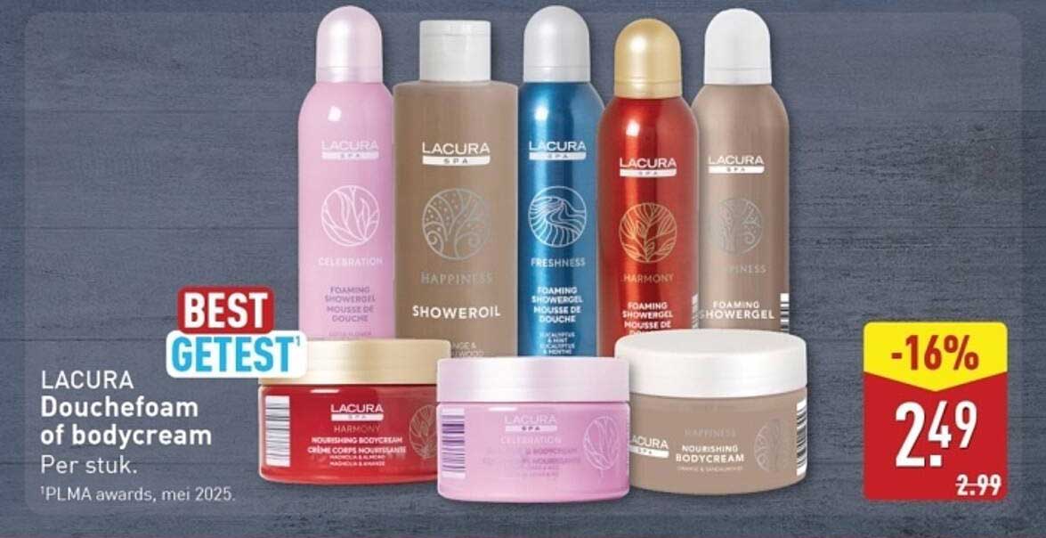 LACURA Douchefoam of bodycream Per stuk.