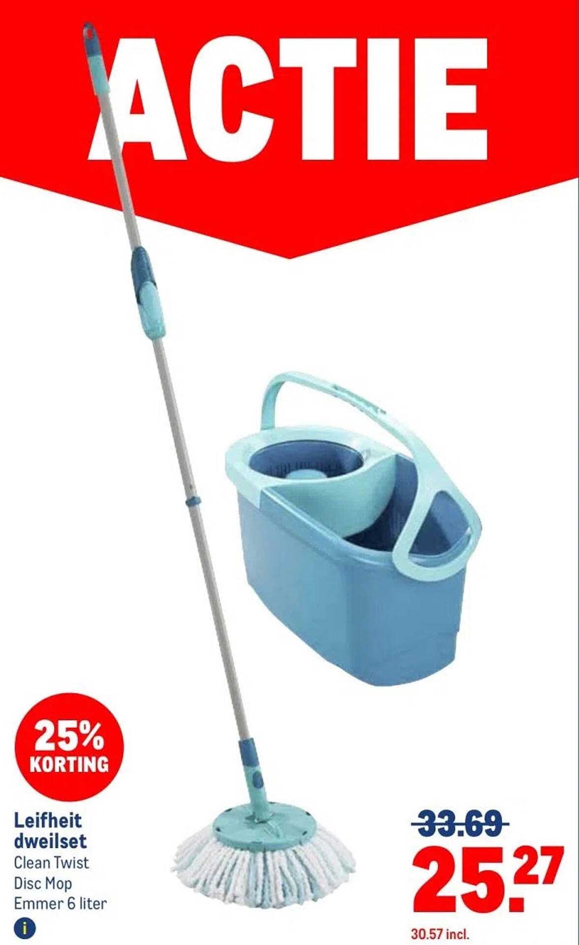 Leifheit dweilset Clean Twist Disc Mop Emmer 6 liter