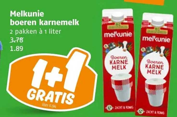 Melkunie boeren karnemelk 2 pakken à 1 liter