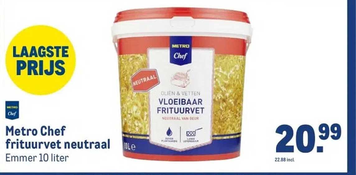 Metro Chef frituurvet neutraal - Emmer 10 liter