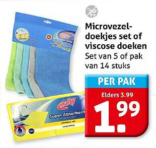 Microvezeldoekjes set of viscose doeken Set van 5 of pak van 14 stuks