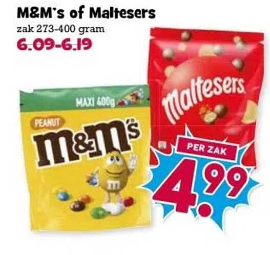 M&M's of Maltesers zak 273-400 gram
