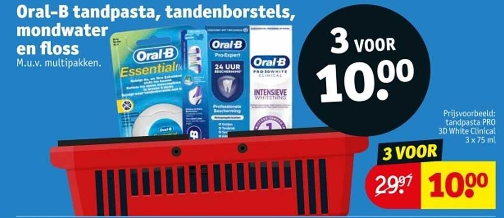 Oral-B tandpasta, tandenborstels, mondwater en floss M.u.v. multipakken.