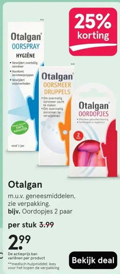 Otalgan Oordopjes 2 paar per stuk 2,99
