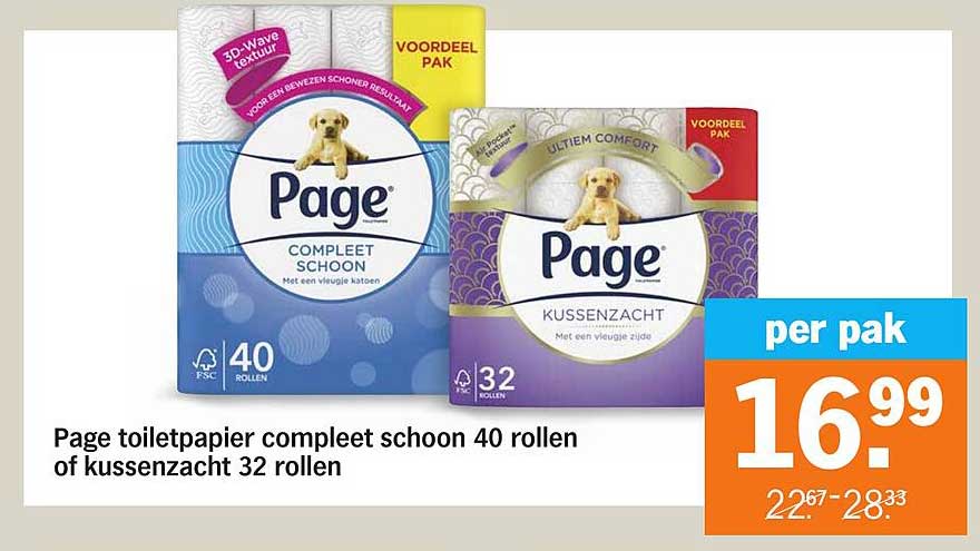 Page toiletpapier compleet schoon 40 rollen of kussenzacht 32 rollen