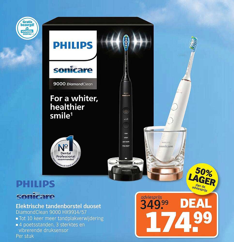 Philips Sonicare 9000 DiamondClean Elektrische Tandenborstel Duo Set