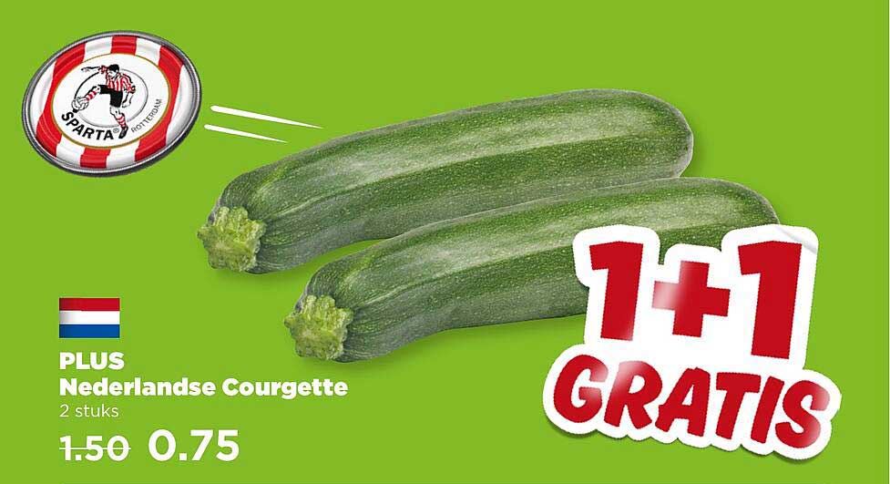 PLUS Nederlandse Courgette 2 stuks 1+1 GRATIS