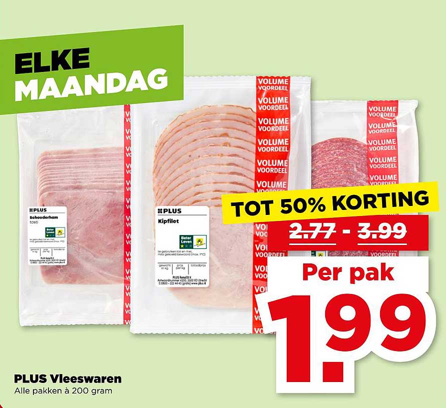 PLUS Vleeswaren Alle pakken à 200 gram