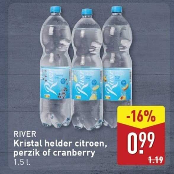 RIVER Kristal helder citroen, perzik of cranberry 1.5 l.
